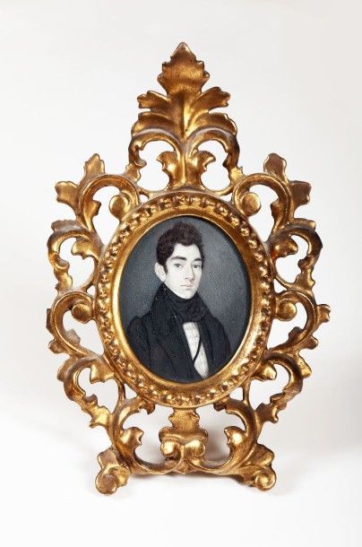 ECOLE AMERICAINE Deuxième Tiers du XIXe siècle Portrait d'Abraham Henry Patto Miniature...