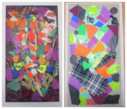 Albert Voisin dit VANBER (1905-1994) Deux compositions abstraites Collages, l'un...