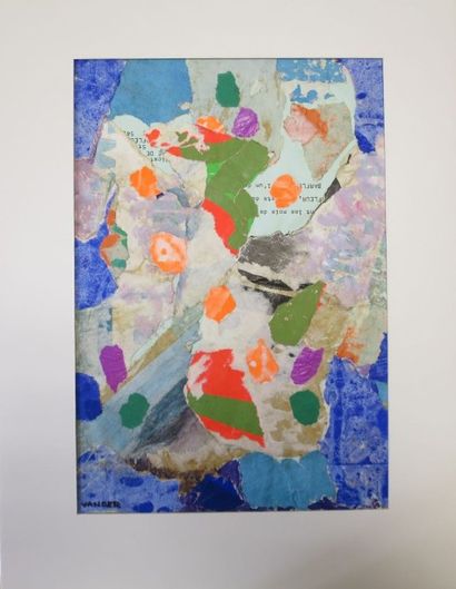 Albert Voisin dit VANBER (1905-1994) Composition abstraite Collage, support lettre...