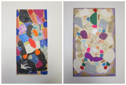 Albert Voisin dit VANBER (1905-1994) Deux compositions abstraites Un collage sur...