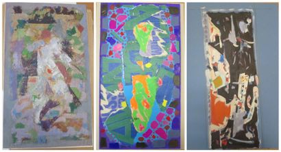 Albert Voisin dit VANBER (1905-1994) Trois compositions abstraites Deux huiles sur...