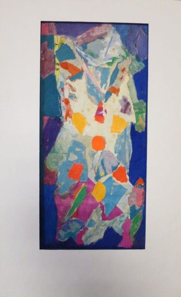 Albert Voisin dit VANBER (1905-1994) Composition abstraite Collage, signé en bas...