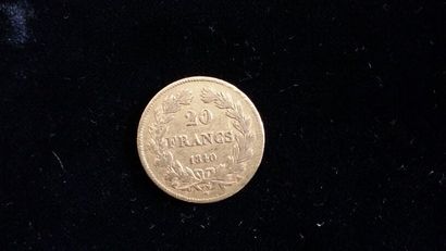 France LOUIS - PHILIPPE (1830 -1848), 20 Francs tête laurée, 1840, Paris (usée)
