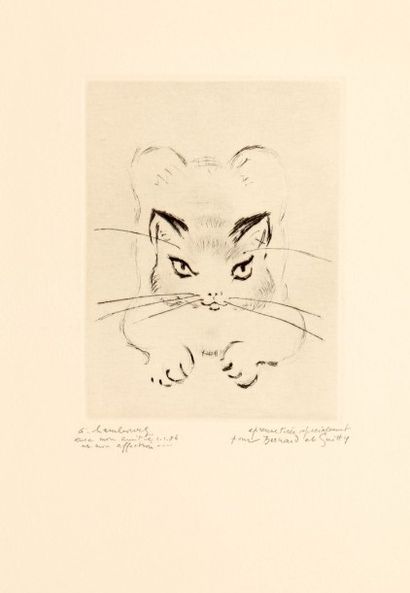 André HAMBOURG (1909-1999) "Un chat", eau-forte signée en bas à gauche, datée 86...