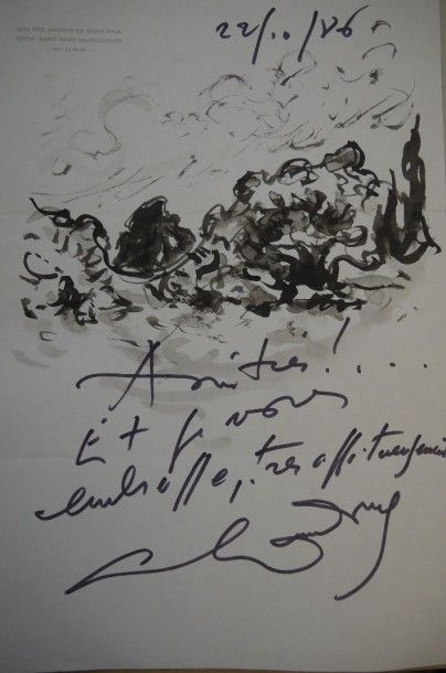 André HAMBOURG (1909-1999) "Paysage de Saint-Remy de Provence", encre de chine datée...