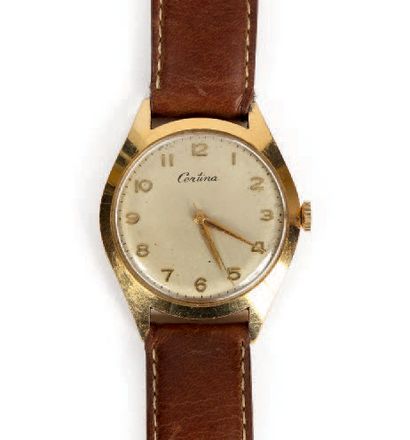 CERTINA Montre d'homme en or (pb. 40.1gr) avec cadran satiné et secondes au cent...