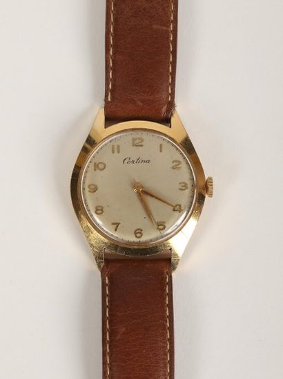 CERTINA Montre d'homme en or (pb. 40.1gr) avec cadran satiné et secondes au cent...