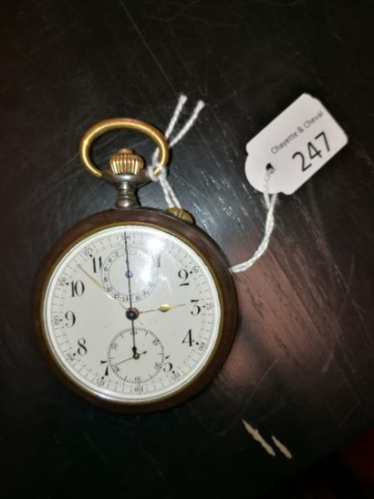 null Montre chronographe en acier noirci signée "Ch F. Tissot & fils, Locle 21873',...