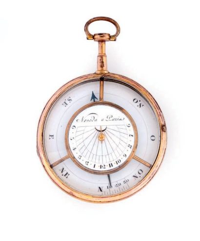 null Cadran horizontal en forme d'une montre signé "Noséda à Paris', vers 1800.
Cadran...