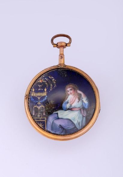 null Cadran horizontal en forme d'une montre signé "Noséda à Paris', vers 1800.
Cadran...