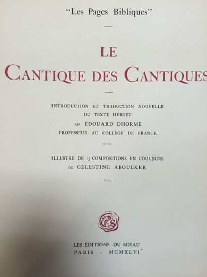 null CANTIQUE des CANTIQUES (le)
15 Compositions en couleurs de Célestine Aboulker.
Paris,...