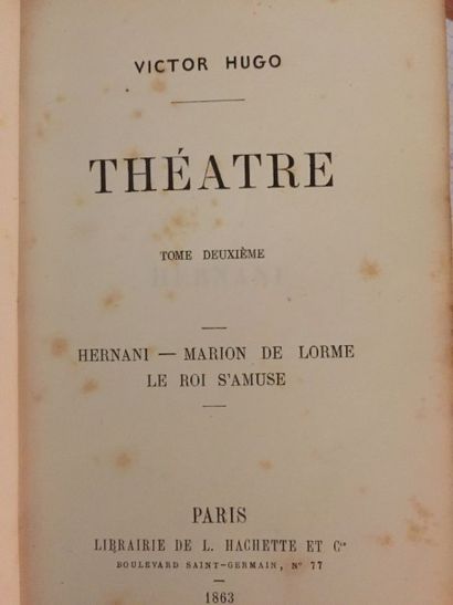 HUGO (Victor) "Oeuvres".
Paris, Hachette, 1863; 30 vol. in-12°, demi-chag. rouge....