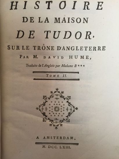 HUME (David) "Histoire de la Maison Stuart sur le trône d'Angleterre". Londres, 1760.
"Histoire...