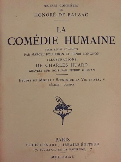 BALZAC (Honoré de) "Oeuvres complètes illustrées..."
Paris, Conard, 1912, 40 vol....