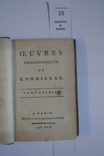 null CONDILLAC, Stephan Bonnot de. Œuvres philosophiques, 6 vols Paris An 3 [1795]....