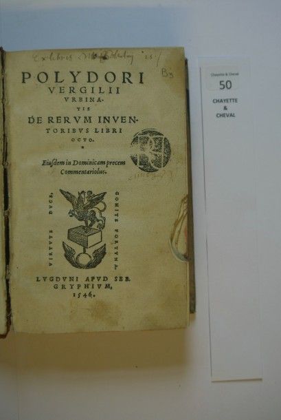 null VERGIL, Polydore. De rervm inventoribvs Libri octo, Paris (Seb. Gryphius), 1545....