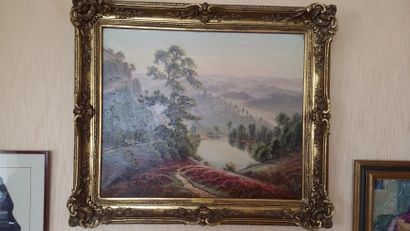 Gaston ANGLADE (1854-1919) 
Paysage merveilleux
Huile sur toile signée en bas à gauche.
55...