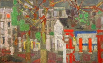Alexandre GARBELL (1903-1970) 
Garages 
Huile sur toile signée en bas à gauche, datée...
