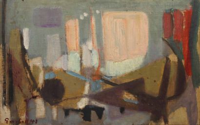 Alexandre GARBELL (1903-1970) 
Composition abstraite
Huile sur toile marouflée sur...