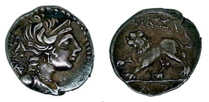 null GAULE, Massalia (200-100 av.) Drachme au buste d'Artémis à droite. R/ Lion passant...