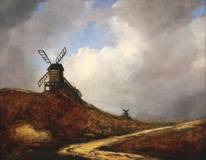 Georges MICHEL (1763-1843) Paysage aux deux moulins Huile sur toile 47, 5 x 61 c...