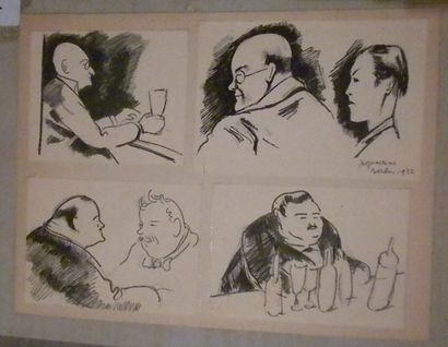 null Ensemble de portraits et de caricatures des années 1920-1930 Dans un carton...