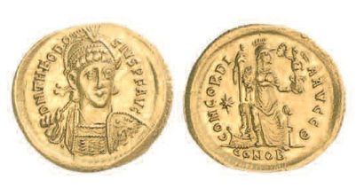 null ROME, Théodose I (379-395). Solidus de Constantinople au buste en armes de l'empereur....