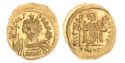 null BYZANCE, Focas (602-610). Solidus de Constantinople au buste de face de l'empereur...