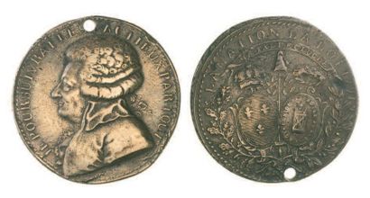 null MIRABEAU. Médaille en métal de cloche au buste de Mirabeau par Pierre Antoine...