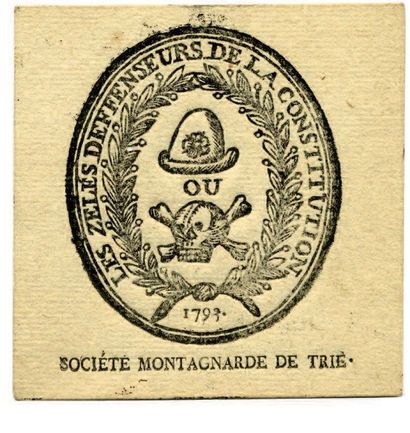 null SOCIETE MONTAGNARDE DE TRIE. Carte imprimée uniface et datée 1793 pour la ville...