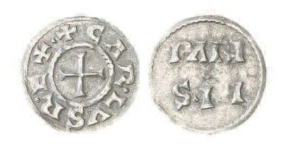 null CHARLES LE CHAUVE (840-877). Denier de Paris (1,65 g) à légende PARI/S.II. Prou...