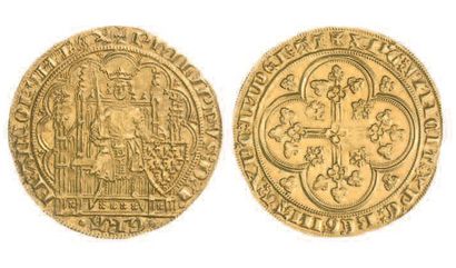 null PHILIPPE IV de VALOIS (1328-1350). Ecu d'or de la 3e émission (DEI. .GRA.) du...