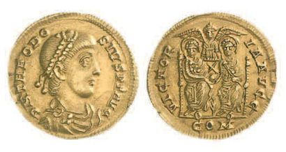 null ROME, Théodose I (379-395). Solidus de Thessalonique au buste drapé et diadémé...