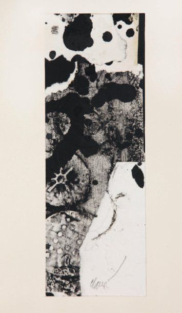Antoni CLAVE (1913-2005) Monotype et collage, 1977. 25 x 9 cm