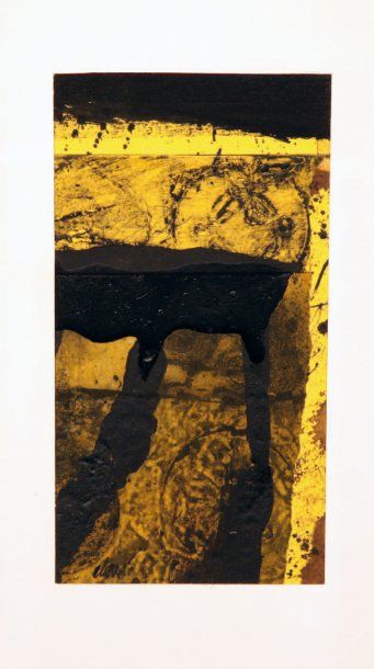 Antoni CLAVE (1913-2005) Monotype, huile et collage, daté 1978/ Noël 1979. 19.2 x...