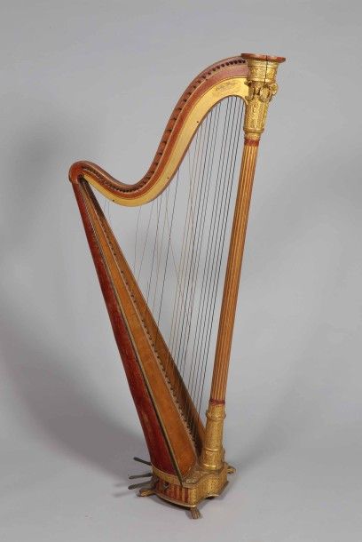null Harpe de salon par George BLAICHER, boulevard Bonne Nouvelle n° 31 à Paris.
Caisse...
