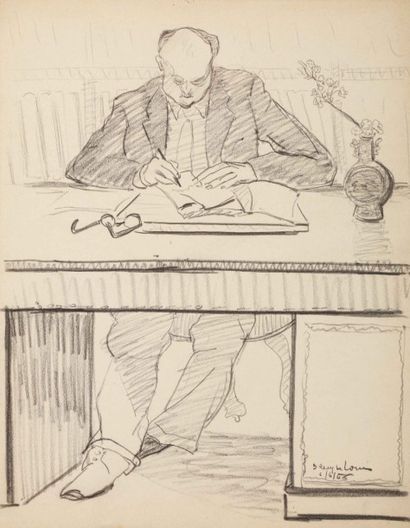 Denyse LOUIS (1913-1985) Carton à dessins au crayon et fusains.
Diverses esquisses...