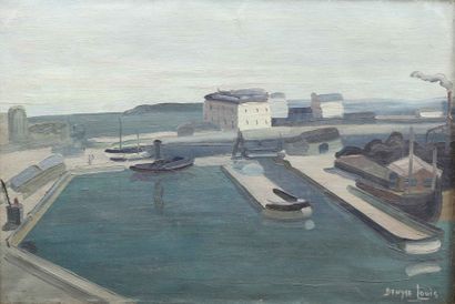 Denyse LOUIS (1913-1985) Le port de Saint-Malo après la guerre
Huile sur toile signée...