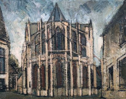 Jean BESNARD (1922-2007) Le chevet de l'église par temps gris
Huile sur toile (renforcée).
91,5...