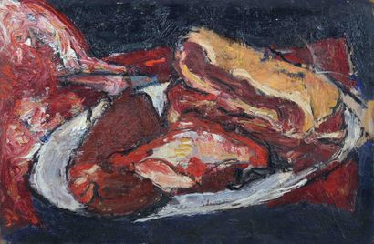 Jean BESNARD (1922-2007) Nature morte au jambon
Huile sur isorel.
40 x 60 cm.