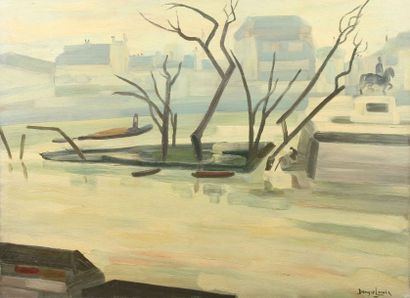 Denyse LOUIS (1913-1985) Le vert galant inondé
Huile sur toile signée en bas à droite,...
