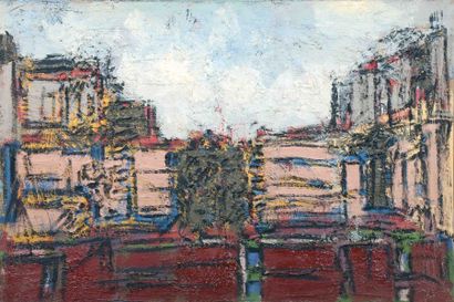 Jean BESNARD (1922-2007) La ville rose
Huile sur isorel.
60 x 90 cm