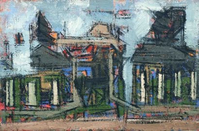 Jean BESNARD (1922-2007) Le chantier, colonnes blanches
Huile sur isorel.
60 x 90...