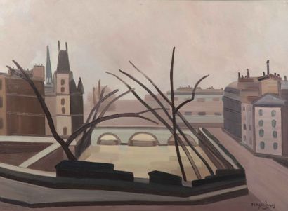 Denyse LOUIS (1913-1985) Crépuscule sur le pont Saint-Michel
Huile sur toile signée...