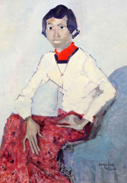 Denyse LOUIS (1913-1985) Le foulard rouge
Huile sur toile signée en bas à droite,...