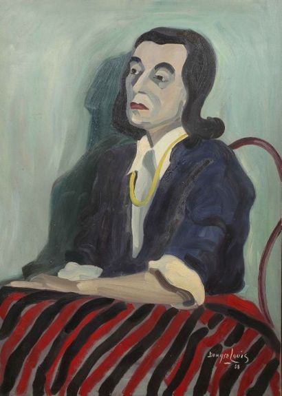 Denyse LOUIS (1913-1985) Portrait de femme au collier jaune (l'aigrie?)
Huile sur...