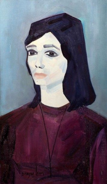 Denyse LOUIS (1913-1985) La mystérieuse, portrait de femme au pull mauve
Huile sur...