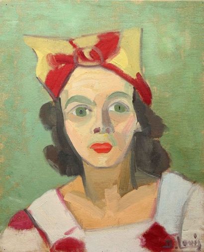 Denyse LOUIS (1913-1985) Portrait de jeune fille au fichu
Huile sur toile (esquisse)...
