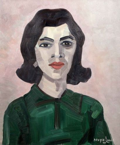 Denyse LOUIS (1913-1985) Portrait de jeune fille à la blouse émeraude
Huile sur toile...