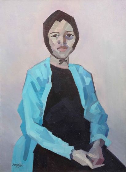 Denyse LOUIS (1913-1985) Portrait de femme à la veste bleue
Huiles sur toile signée...